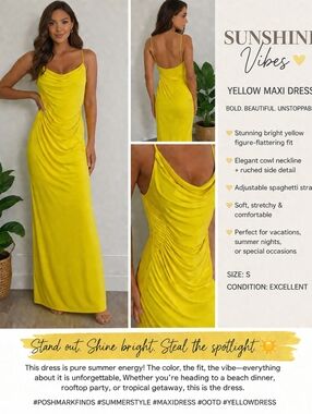 NWT ZARA NEON YELLOW MAXI DRESS SUNSHINE VIBES 💛